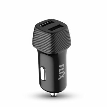 Flix (Beetel) Newly Launched 2.4A Fast Charging Car Charger, Dual Usb Type A Connectors, Compatible With All Smartphones, Dashcams, Power Banks & Many More, Supports All Cars 12V Output (24D – Black)