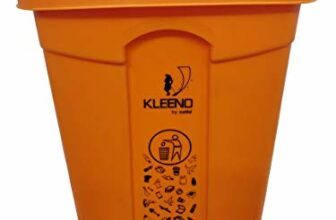 Cello Strong Plastic Step-On Pedal Garbage Dustbin (Orange, 60 Ltr)